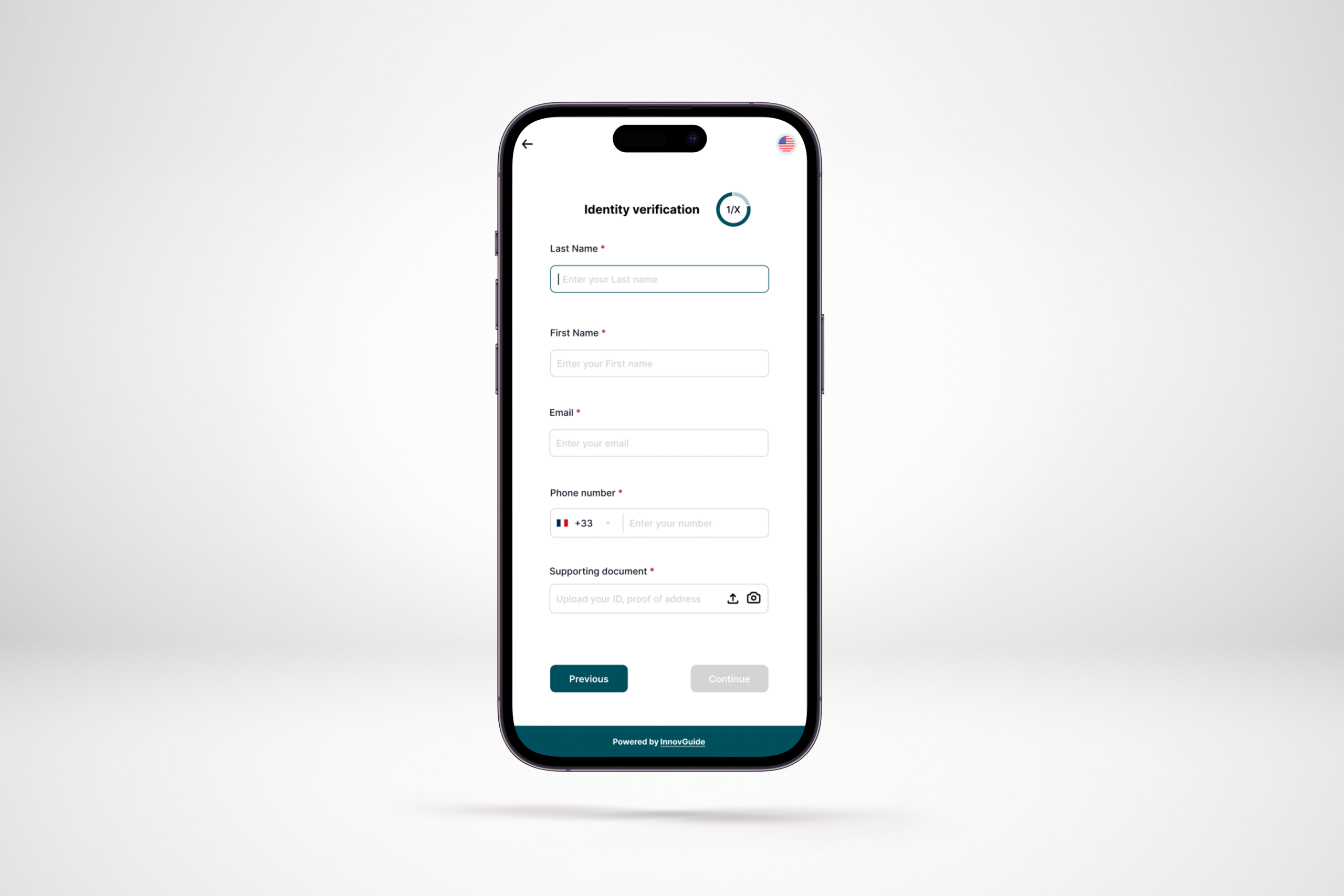 Page de validation d’identité pour InnovGuide