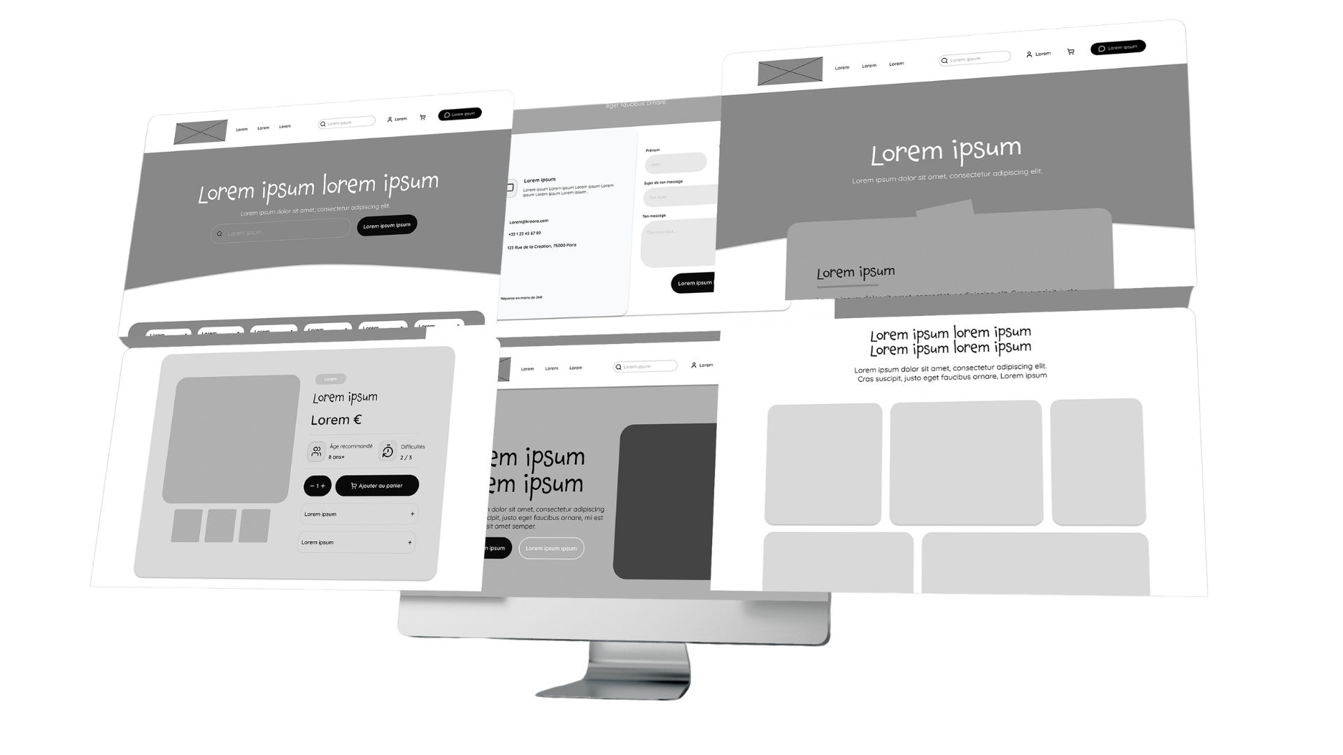 Wireframes du projet Kreora